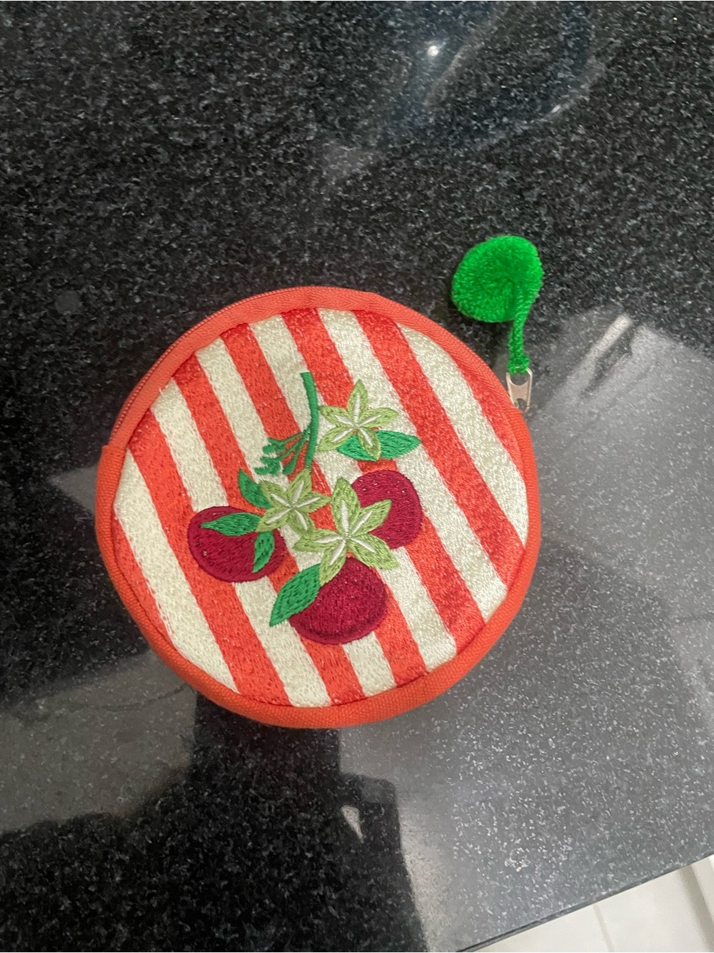 Source Unknown Red and Green Striped Round Coin Purse